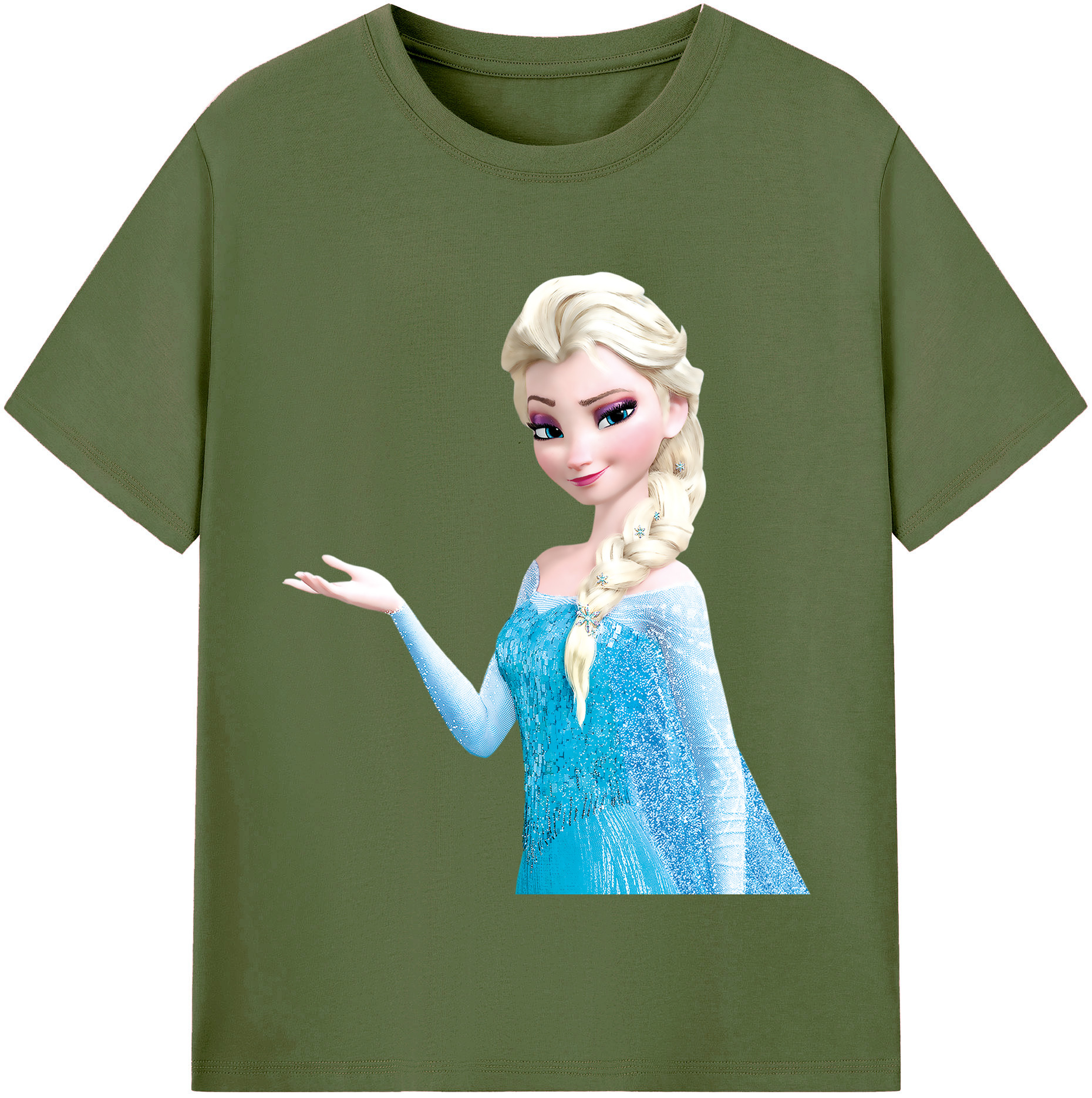 （画像用） アナと雪の女王 アンナ エルサ Frozen Anna Elsa 綿100％半袖Tシャツ（フロントプリント）